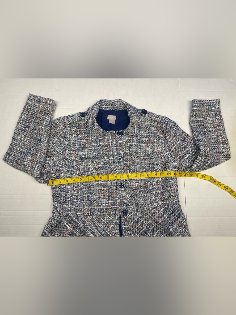 Chico's Multicolor Tweed Button-Front Jacket - Picture 7 of 8